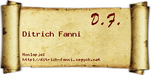 Ditrich Fanni névjegykártya